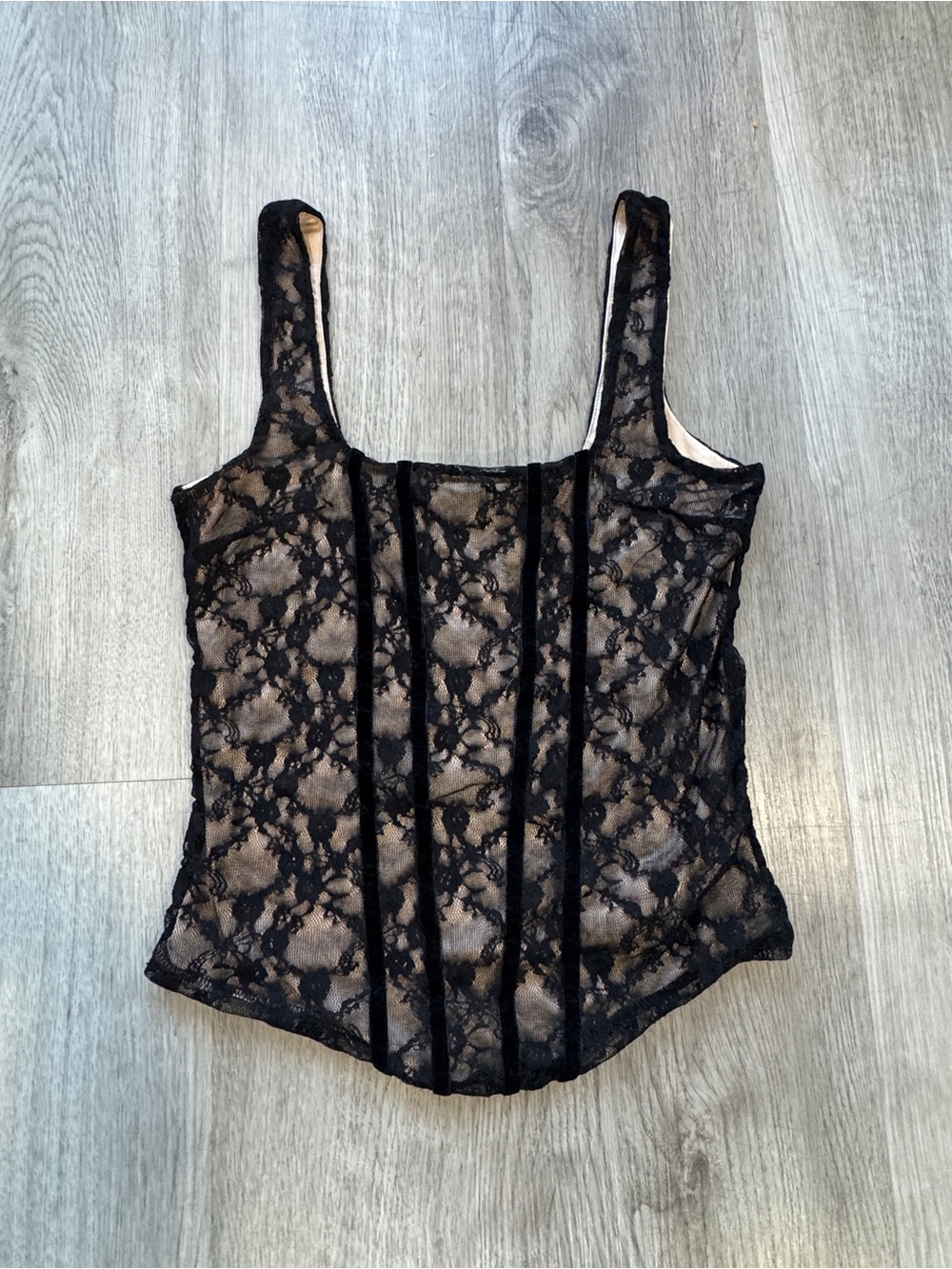 Warehouse One Black Floral Lace Camisole Size XS Like New